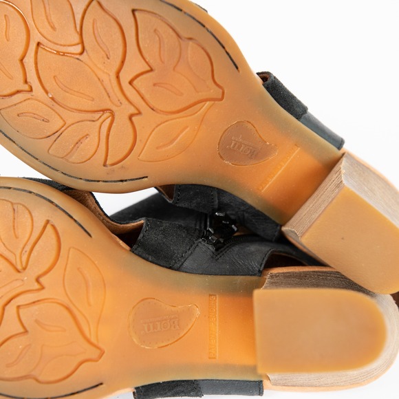 Born Black Suede Leather Open Toe‎ Slingback Block Heel Sandal Booties 8M - Picture 11 of 11